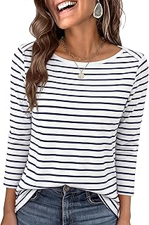 ANRABESS Womens Boat Neck 3/4 Sleeve Top, 2026 Summer Fall Fashion T Shirt