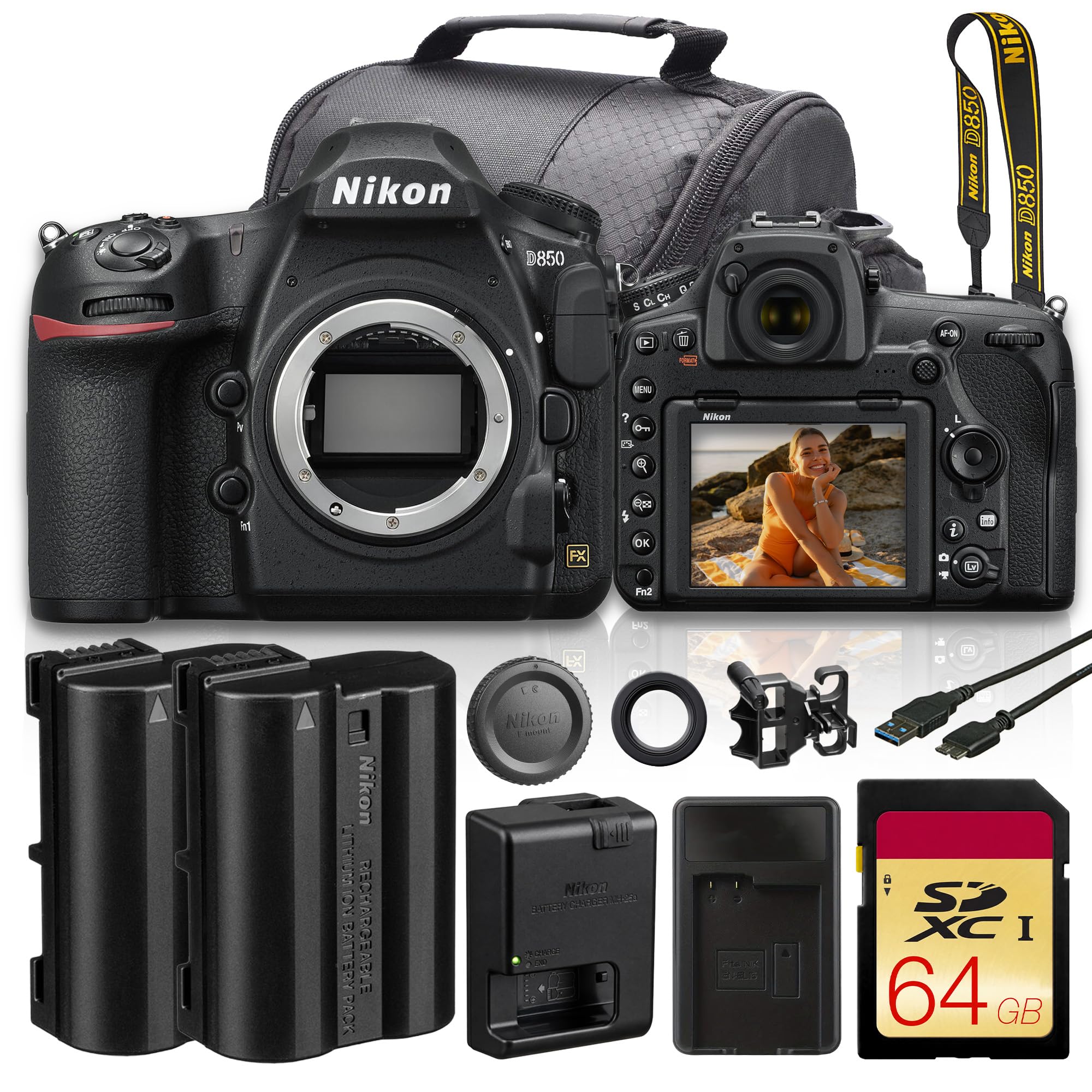 Nikon D850 DSLR Camera Body | 45.7MP FX Sensor | 4K UHD Video Bundle | 45.7MP FX