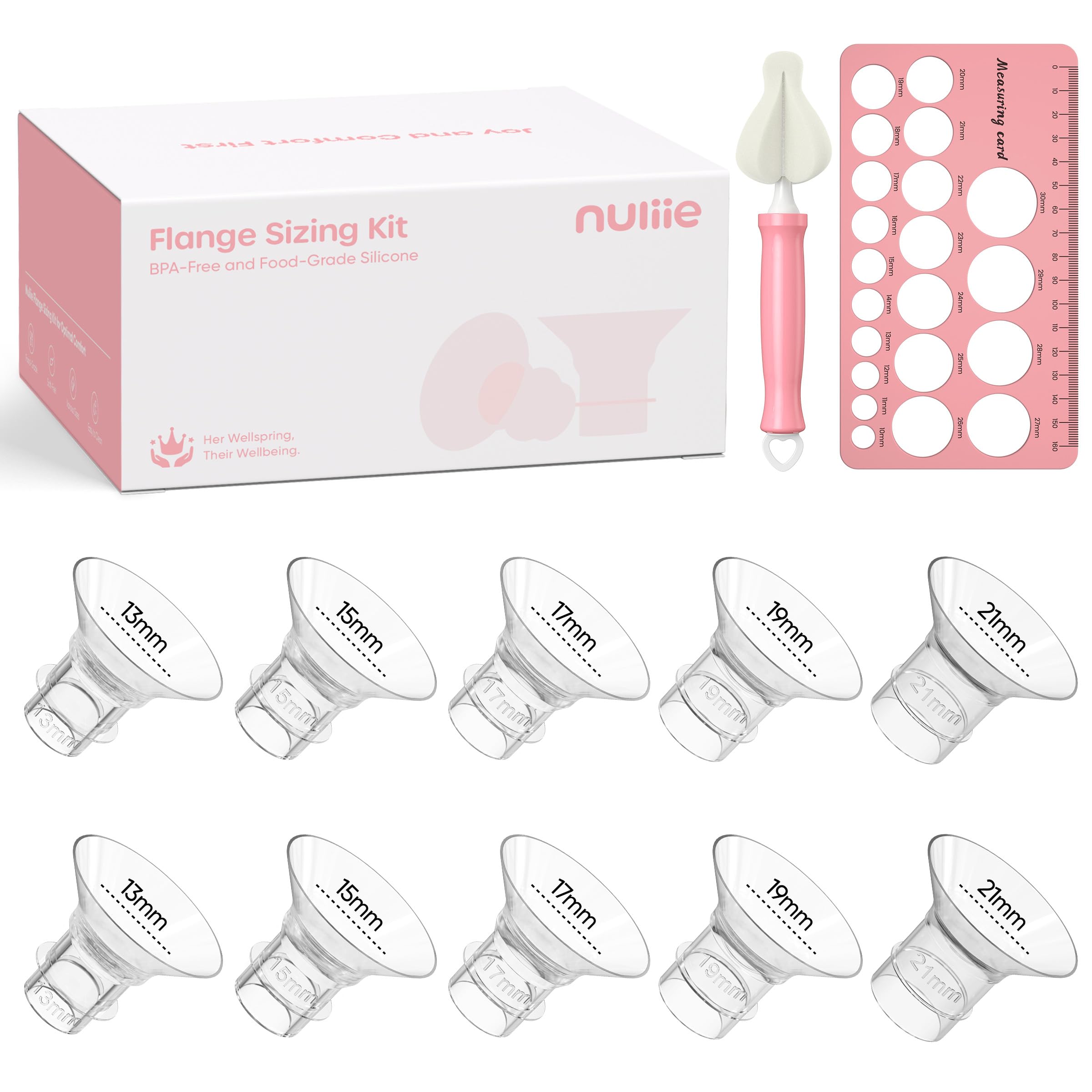 Nuliie Silicone Flange Inserts 13/15/17/19/21mm 10PCS for 24mm Breast Pump | Com