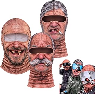 Old Man Ski Winter Face Mask 3D Funny Realistic Face Balaclava Party Gear | Novelty Winter Face Cover with Goggle-Friendly Eye Opening for Skiing,Snowboarding,Parties & Funny Gifts,Outdoor Winter Gear