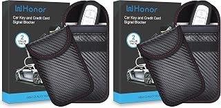 WHonor Faraday Pouch for Car Keys, Keyless Entry Signal Blocker, Anti-Theft RFID Blocking Key Fob Protector for Car Security (4 Pack)