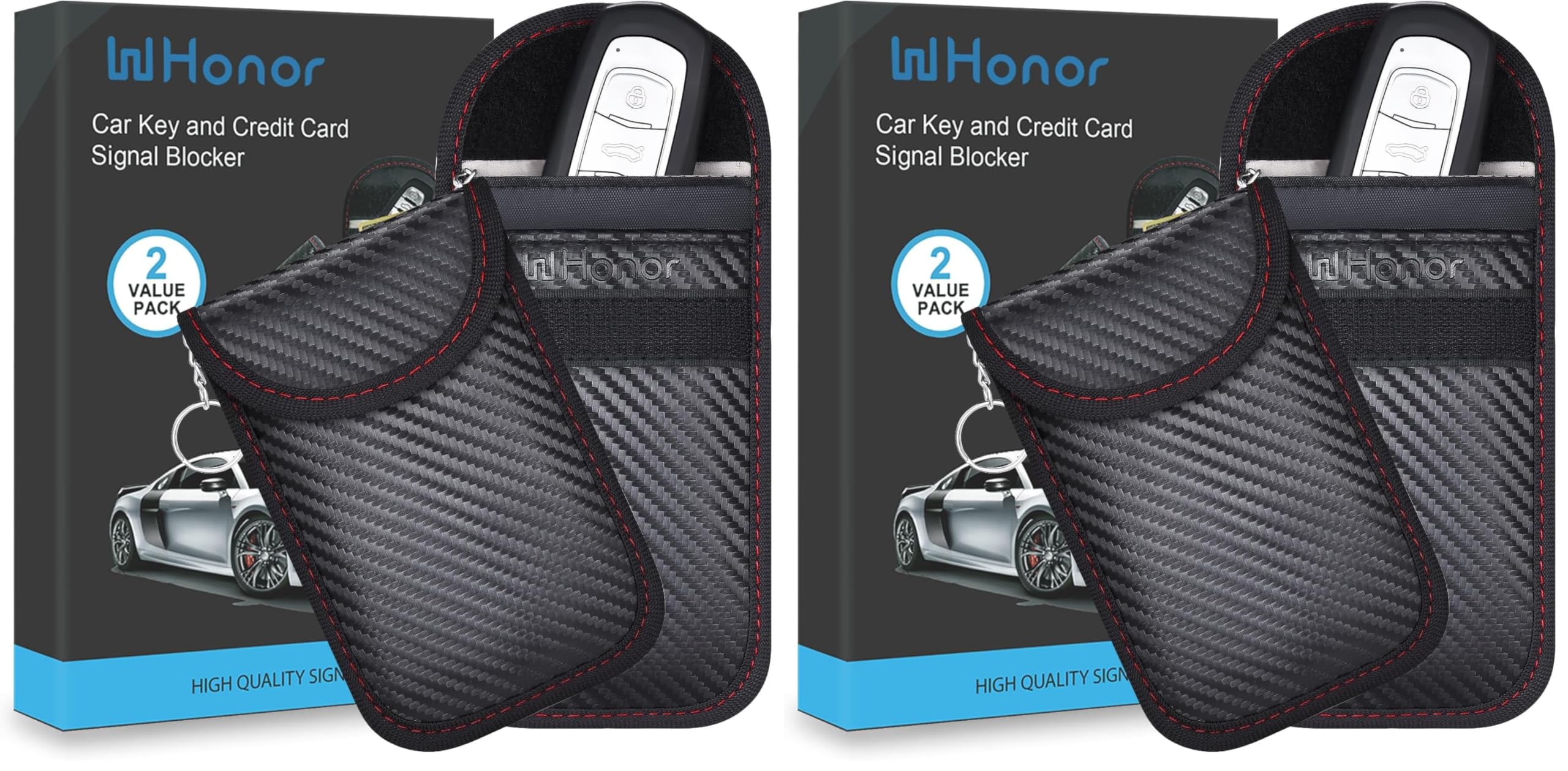 WHonor Faraday Pouch for Car Keys, Keyless Entry Signal Blocker, Anti-Theft RFID