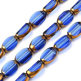 Oval Plated Crystal Spacer Beads ~50pcs/Strand Electroplated Glass Beads for DIY Bracelet Necklace Earrings Jewelry Making Royal Blue
