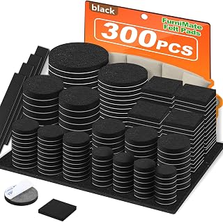 Felt Furniture Pads 300 Pieces, Furniture Pads for Hardwood Floors Black | Self-adhesive felt pads prevent scratches and noise, ideal for chair legs, suitable for hardwood floors and indoor furniture