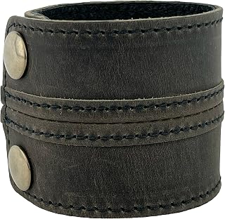 Stylish Leather Cuff Bracelet Full Grain Wide Wristband For Men and Women (Unisex)