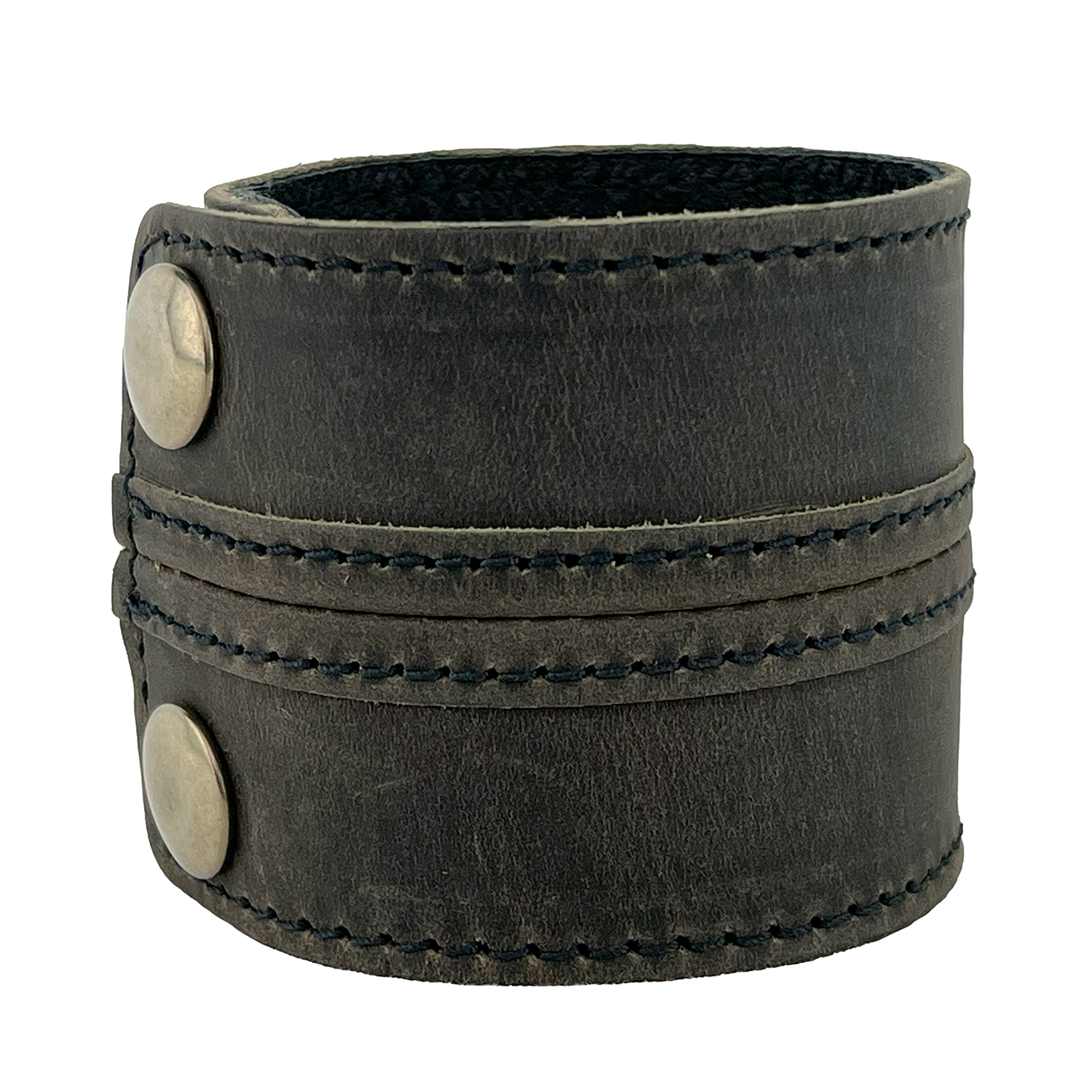 Stylish Leather Cuff Bracelet Full Grain Wide Wristband For Men and Women (Unise