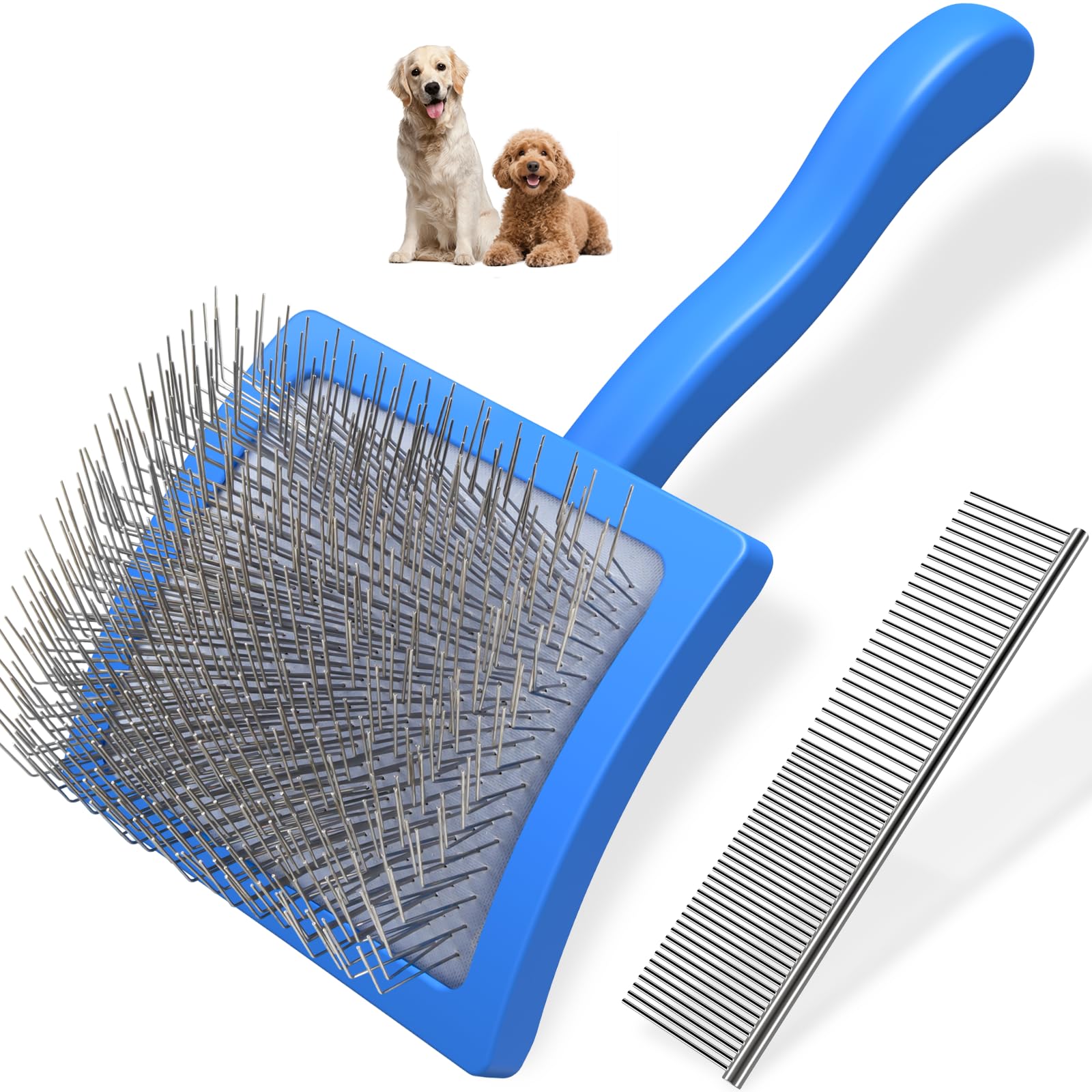 2PCS Slicker Brush for Dogs & Pet Comb,Professional Dog Grooming Brush (Goldendo