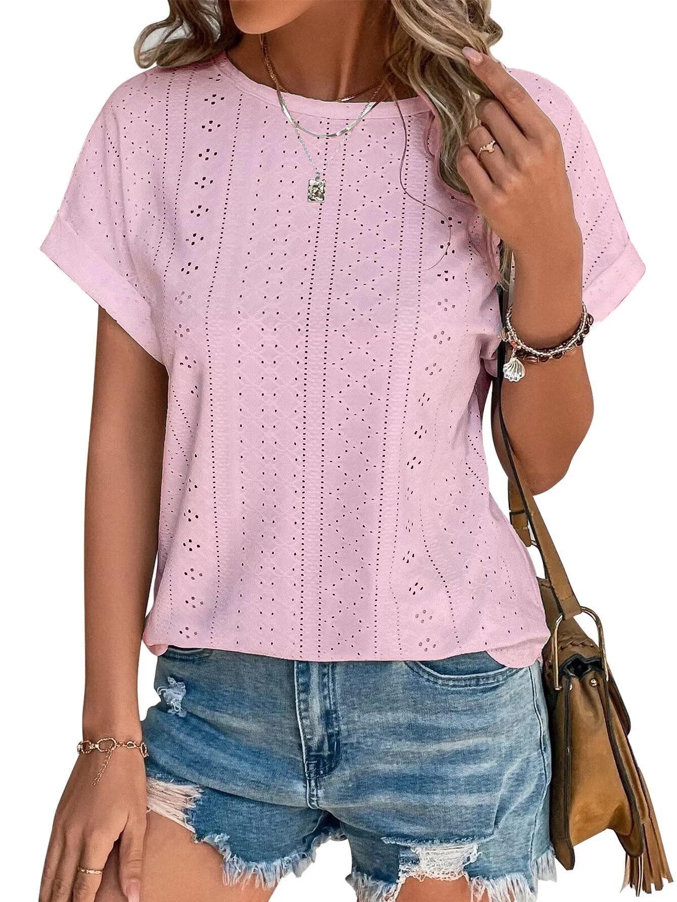Cuptacc T-shirt Women Blouse Women Summer Elegant 2025 Fashion Embroidery