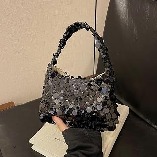 Sequin Underarm Crossbody Bag - Trendy Shiny Shoulder Purse for Women with Zipper Closure