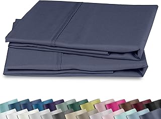 California Design Den King Size Pillowcase Set - 400 Thread Count, 100% Cotton Sateen, Luxury Set of 2 Pillow Covers, Breathable, Cooling, Soft for Comfortable Quality Sleep - Indigo Dusty Blue