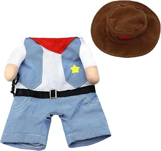 Cowboy Dog Costume with Hat Pet Clothes Halloween Costume for Cats and Small Dogs (Cowboy, Large)