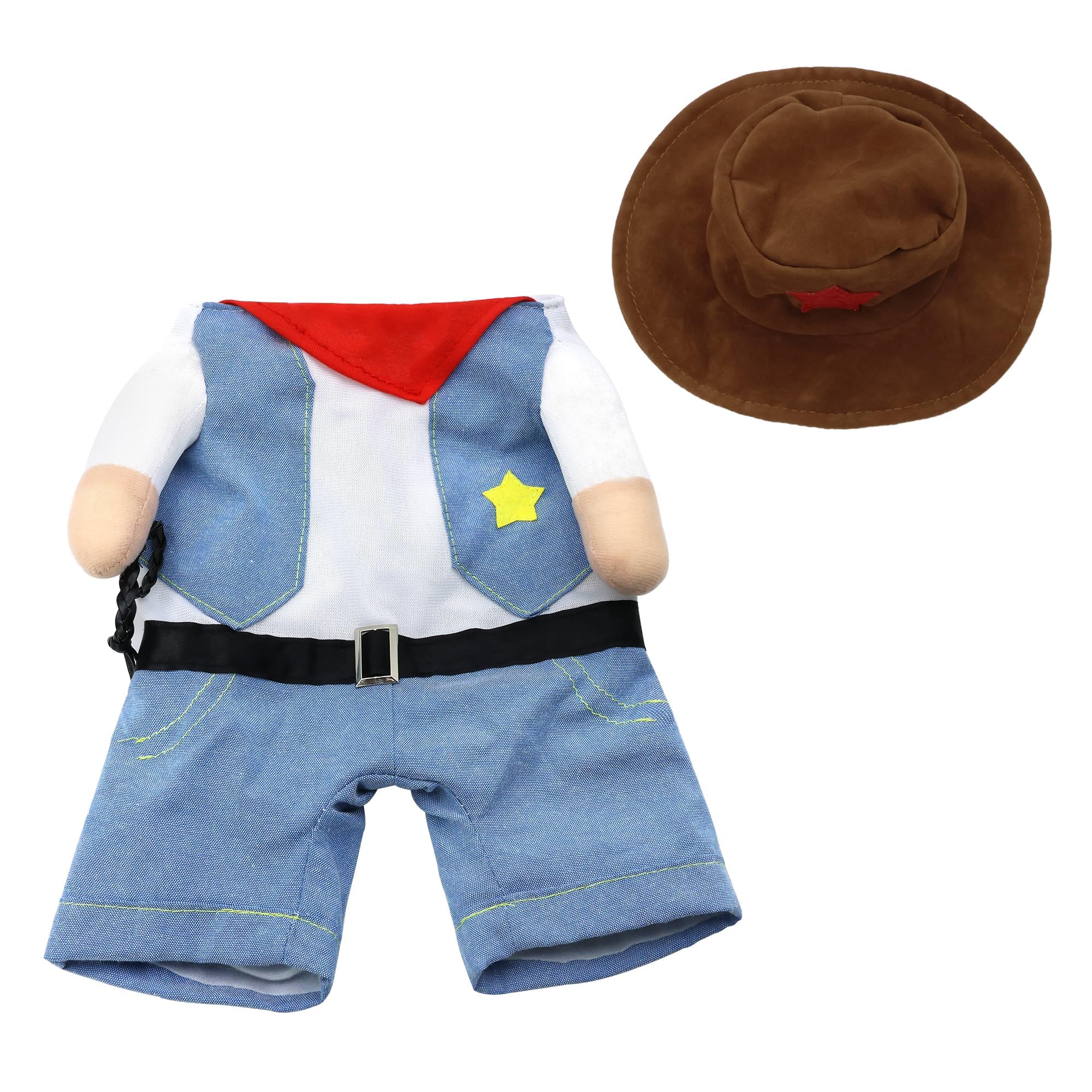 Cowboy Dog Costume with Hat Pet Clothes Halloween Costume for Cats and Small Dog