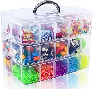 Bead Organizer 3 Tier 30 grid Stackable Craft Tackle Storage Container | Stackable 3-Tier Design, 30 Compartments, for Beads Washi Tape Toys Jewelry Beauty and Sewing Supplies