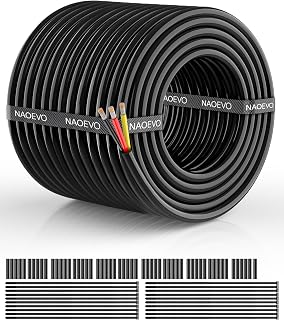 NAOEVO 16 Gauge Wire 3 Conductor, 16 Gauge Automotive Wire 12V Cable, 100FT