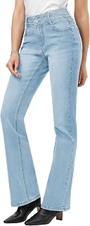 Tall Women's 34"/36"/38" Inseam Curvy Bootcut Jeans Mid-Rise Stretchy Denim Pants Classic Bell Bottom Trouser