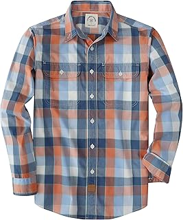 Dubinik® Mens Long Sleeve Button Down Shirts Casual Plaid Shirt with Practical Double Pockets Comfortable and Soft