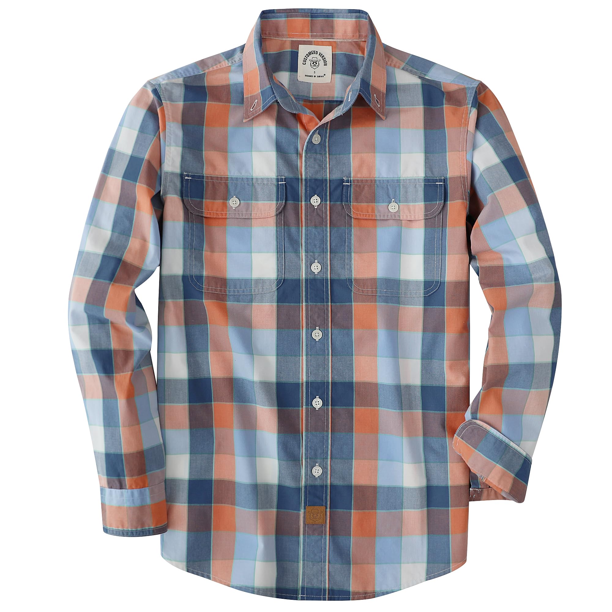 Dubinik® Mens Long Sleeve Button Down Shirts Casual Plaid Shirt with Practical D