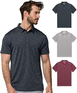INTO THE AM Indigo Performance Dri Fit Polo Shirts for Men S-4XL - Tactical Quick Dry Athletic Sports Collar Work Shirts