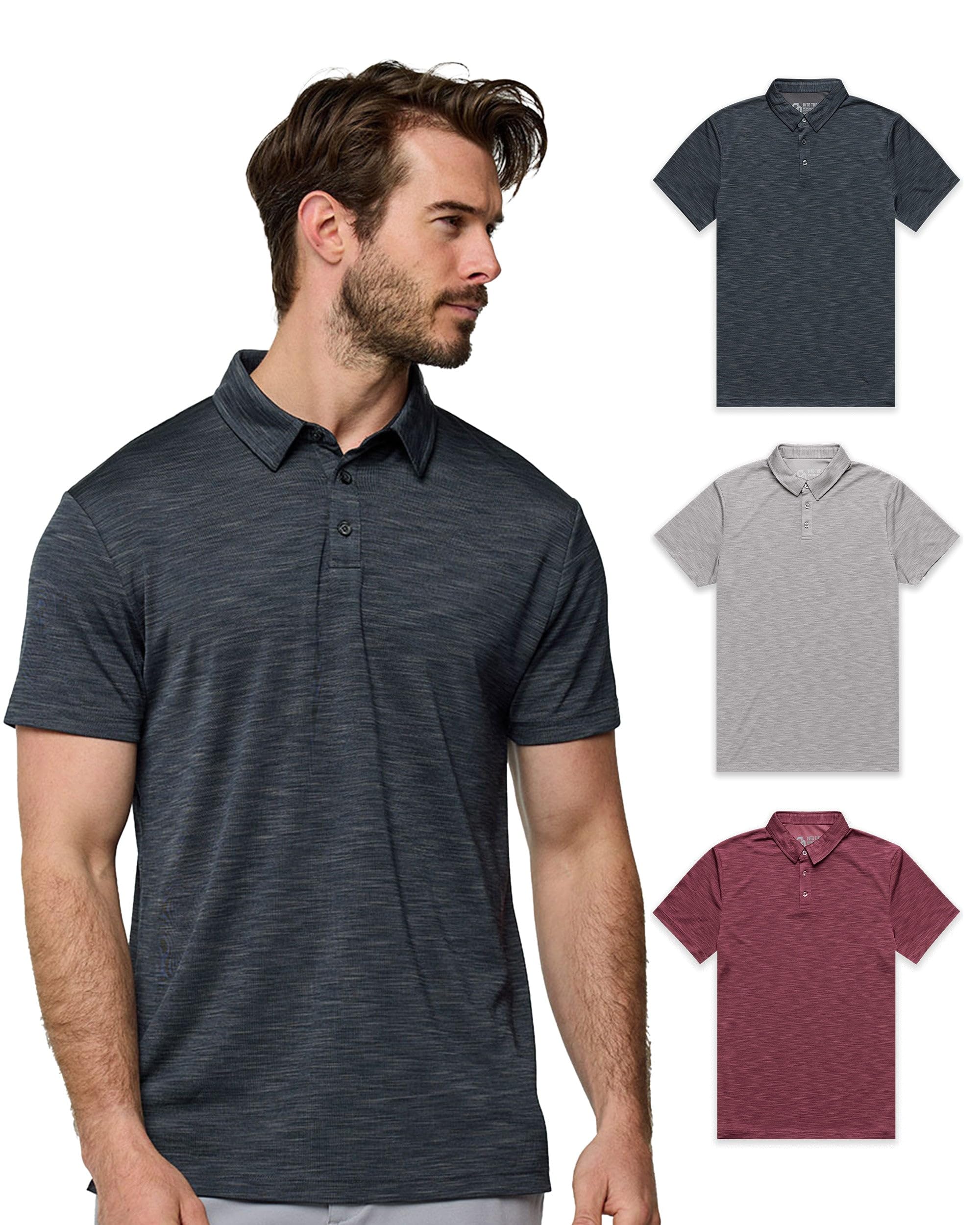 INTO THE AM Indigo Performance Dri Fit Polo Shirts for Men S-4XL - Tactical Quic