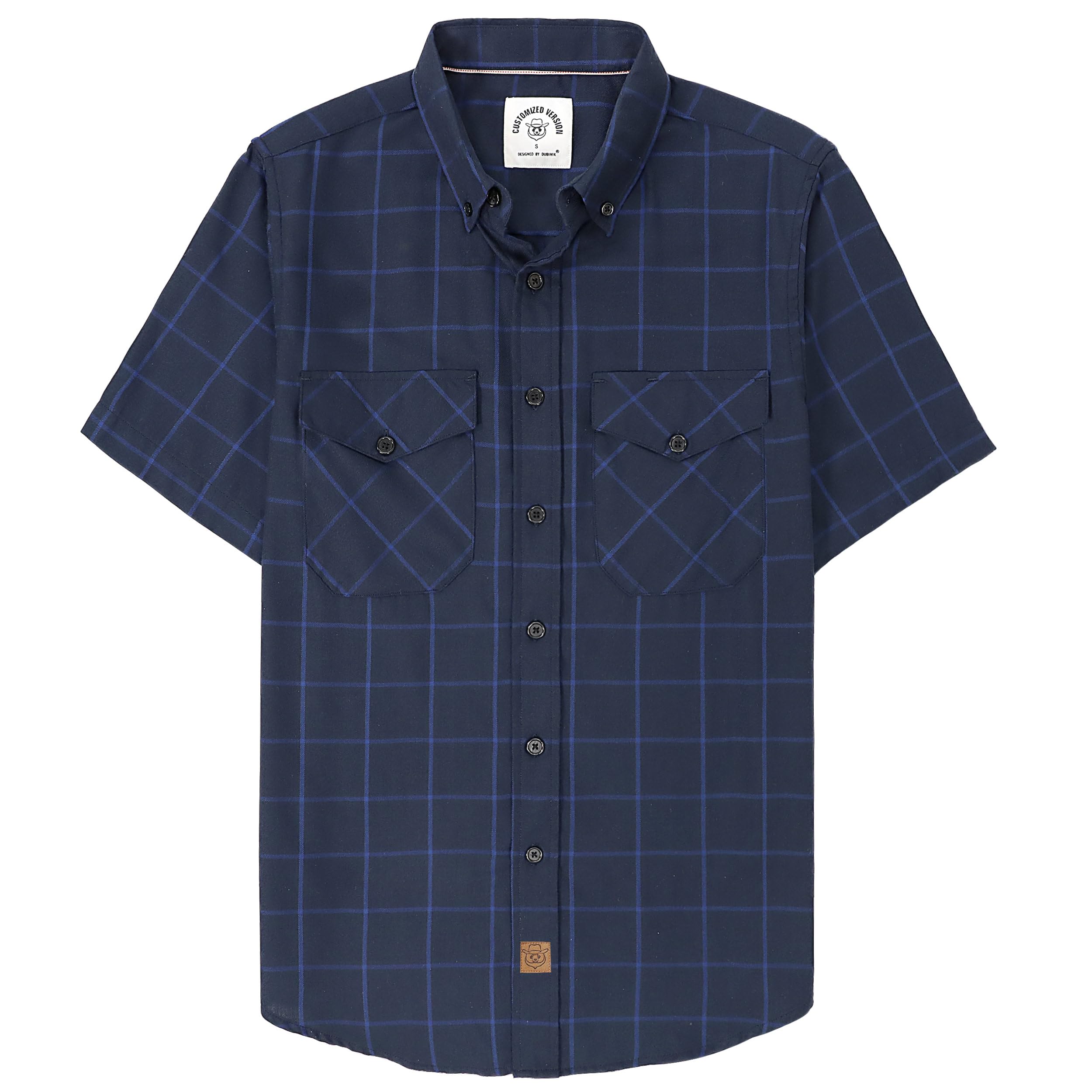Dubinik® Mens Short Sleeve Button Down Two Pockets Soft Vintage Regular Fit Vint