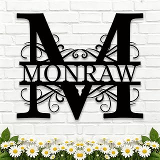 Custom Metal Name Sign, Personalized Metal Monogram Wall Decor, 16 Gauge Steel Last Name Sign for Home, Outdoor Metal Wall Art, Waterproof & Rust Resistant Family Name Sign for Front Door, Porch, Wedding Gift