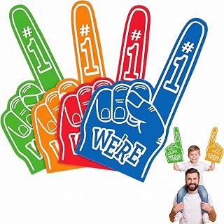8 Pcs Giant Foam Finger Gladiators, Number 1 Hands Sports Fan Accessories | Foam, Party Props for Sports Games Team Spirit Cheering Parties Blue Red Green Orange (Green, Orange, Red, Blue)