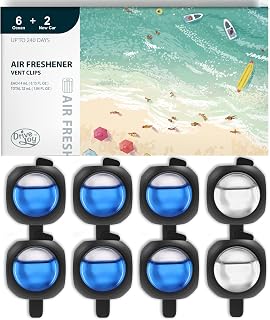 DRIVEJOY Car Air Freshener Vent Clips, 8 PK, 6 Ocean, 2 New Car Scent, Long Lasting Air Fresheners for Men &amp; Women, Up to 240 Days, Odor Eliminator
