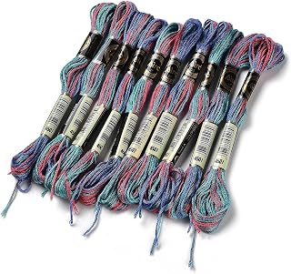 10 Skeins 6 Layers Embroidery Floss Polyester Embroidery Thread Cross Stitch Friendship Bracelets for Jewelry Making, Bracelets, Knitting, Sewing, Crafts