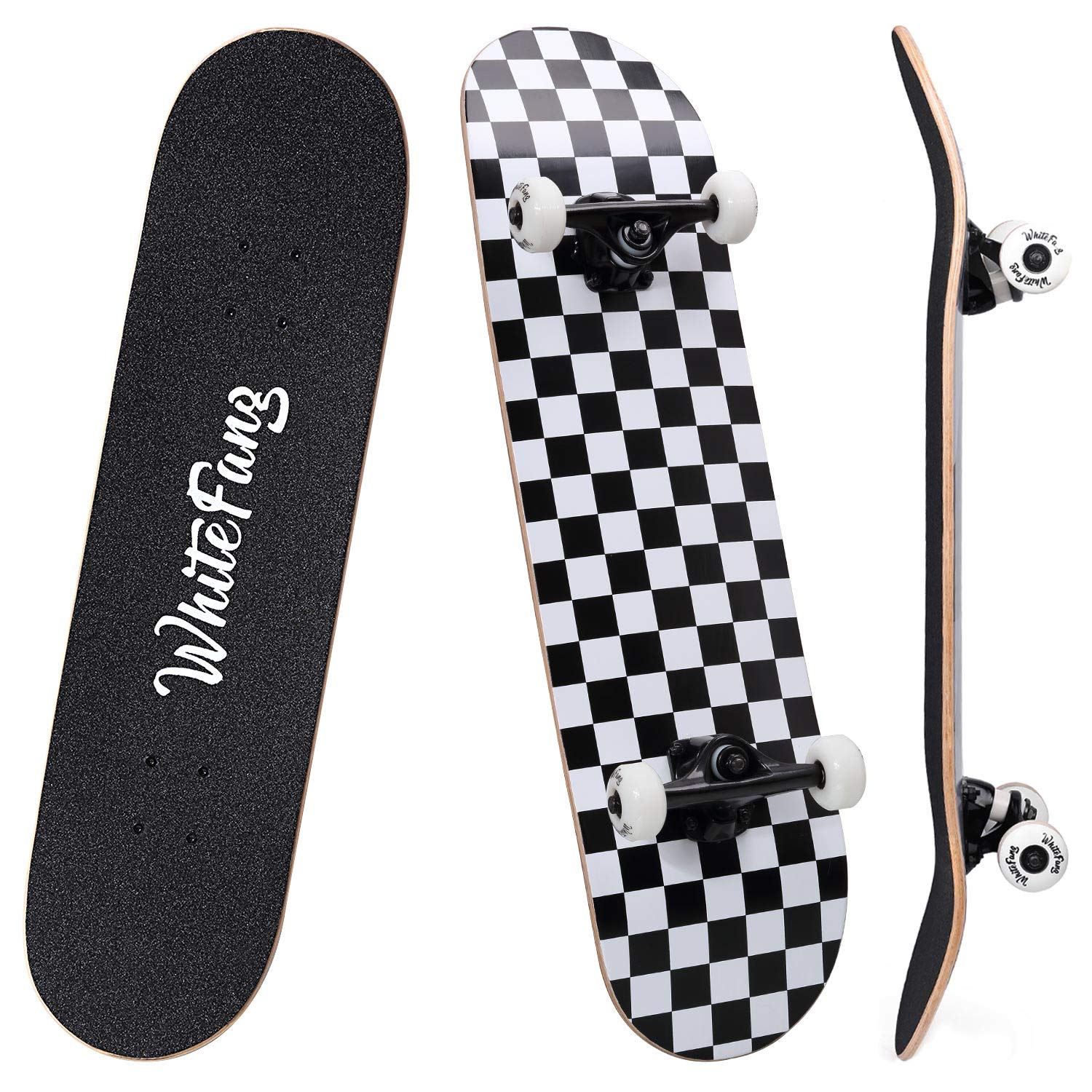 WhiteFang Skateboards for Beginners, Complete Skateboard 31 x 7.88, 7 Layer Cana
