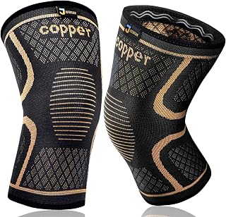 Copper Knee Brace for Men and Women (2 Pack, Large) Compression Support | Copper Fabric, Effective Support, All-day Wearability - Compression Sleeve for Arthritis Pain, MCL, Sports & Injury Recovery