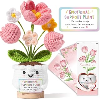 Emotional Support Crochet Positive Tulip Flower Get Well Gifts for Women | Birthday Inspirational Gift for Women Mom, Thinking of You Thank You Appreciation Bosses Day Gift for Teacher Coworker Friend