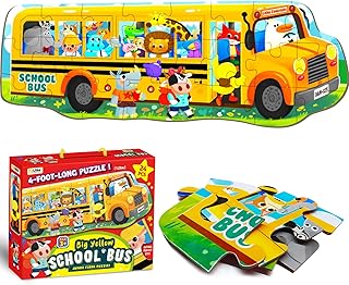 Extra-Large School Bus Floor Puzzle for Kids – 4-Foot-Long Jumbo Jigsaw for Ages 3-8 | Perfect for Toddlers, Preschoolers, and Children’s Educational Play | Ideal Gift for Boys and Girls