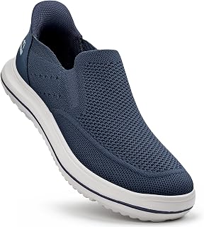 ODCKOI Men's Slip-On Shoes - Comfortable Sneakers Easy to Wear - Casual Sports Shoes for Men White and Black