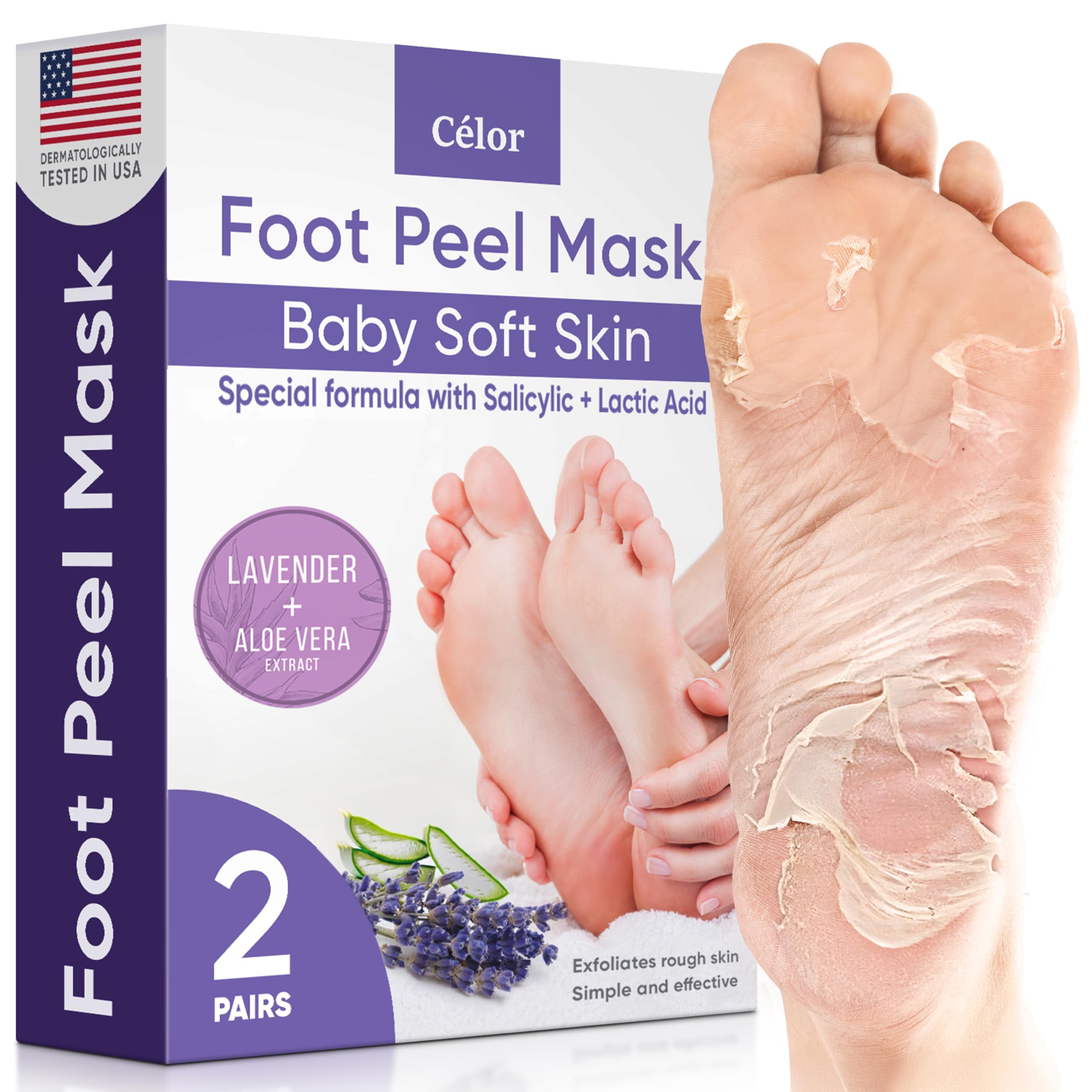 CÉLOR Foot Peeling Mask for Dry Cracked Feet | Foot Mask to Exfoliate Rough, Cra