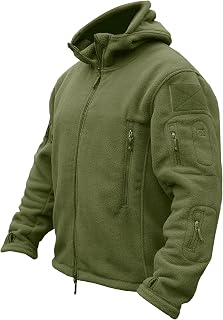 TACVASEN Men's Fleece Jacket, Military Outdoor Windproof Jacket with Hood