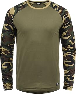 !Solid Cajus Men's Long-Sleeve Shirt with Camouflage Pattern and Crew Neck made of 100% Cotton