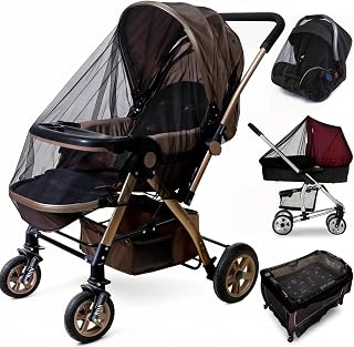 Sysmie 2 Pack Baby Stroller Mosquito Net, Durable Mesh Protection, Black | Universal Fit Bassinets, Cradles, Playards, Pack N Plays &amp; Portable Mini Cribs, Summer Essential for Infant Travel, Camping