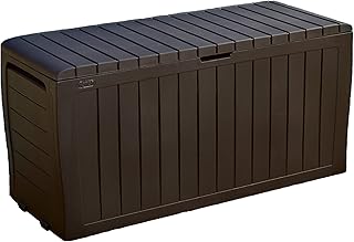 Keter Marvel 71 Gal Outdoor Storage Box for Patio and Pool Accessories | Brown, Resin, Compact, Waterproof, Lockable, Durable, Easy Assembly, Organization, Patio Cushions Storage