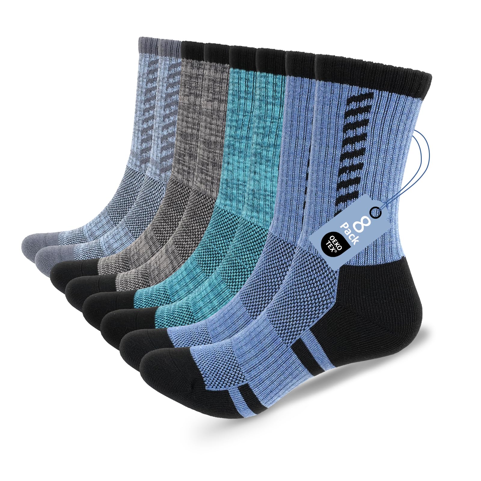 Mens Work Boot Socks: Heavy Duty Fully Cushioned Socks 8 Pairs
