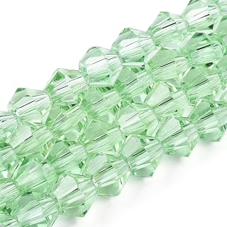 About 450 Strands Faceted Bicone Glass Beads Clear Light Green Crystal Loose Beads for Jewelry Making Necklace Bracelet Earring DIY Crafts 0.6 x