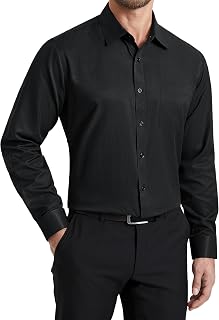 HISDERN Men's Shirt Long Sleeve Button Down Casual Shirts for Men Inner Contrast Formal Business Tuxedo Wedding Shirt