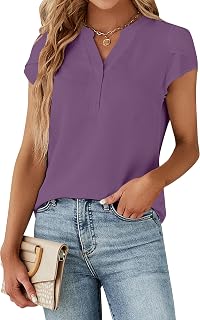 Blooming Jelly Women's Dressy Casual Tops Business Work Short Sleeve Blouse