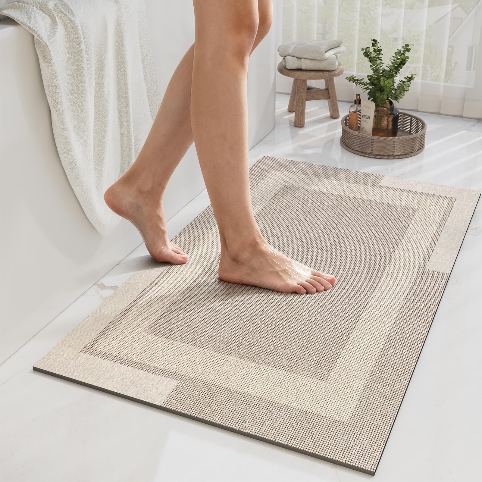 YDKG Non Slip Bath Mat Long Ultra Thin Bathroom Rugs Runner Fit Under Door