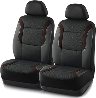 Skechers Memory Foam Car Seat Covers, Air Cool Mesh Thick Seat Covers,Car Seat Covers Front Seats Airbag Compatible, Automotive Comfort Protection for Most Cars,Van,Trucks, SUVs,Brown