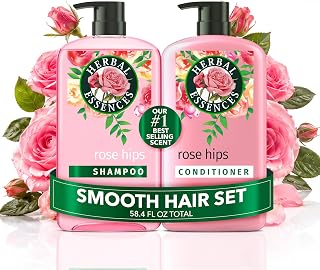 Herbal Essences Shampoo &amp; Conditioner Set, Rose Hips - Smooth Collection, Paraben-Free, Color-Safe, Shiny Hair with Jojoba &amp; Vitamin E, 29.2 Fl Oz Each, 2-Pack