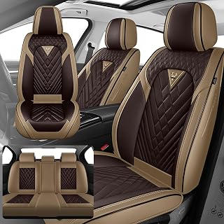 Fit for Toyota Camry 2001-2026 Seat Covers, Waterproof Leather Fashion Sport Seat Cover, Airbag Safe Design Seat Protector (2 Front Seat Standard, Brown Coffee)