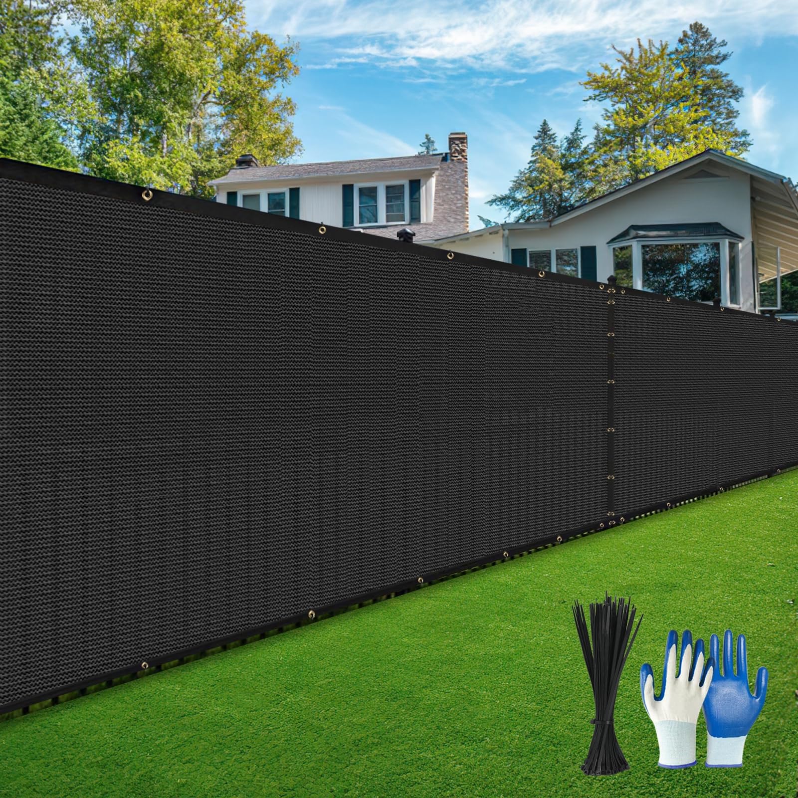 Privacy Fence Screen,with Gloves, 6X50FT Heavy Duty 220GSM 98% Blockage Privacy 