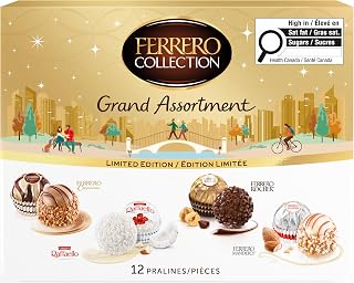 FERRERO COLLECTION GRAND ASSORTMENT Assorted Chocolate Confections - 118 g | 12 Fine Chocolates and Confections Gift Box - 4 Flavour Varieties - Individually Wrapped - Holiday Gifting and Sharing
