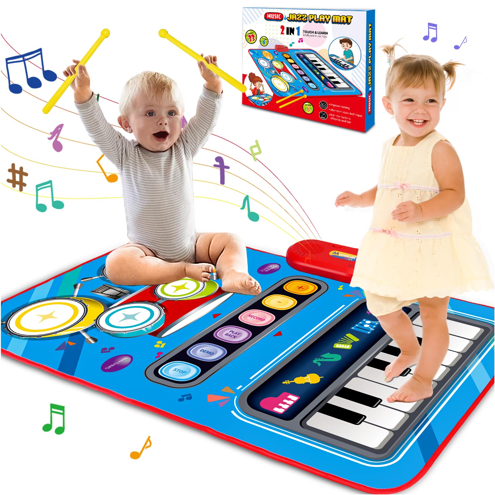 Baby Toys for 1 Year Old: 2 in 1 Baby Musical Mat Toddler Toys Age 1-2 | Piano D