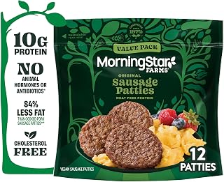 MorningStar Farms Plant Based Sausage Patties, Vegan Meat, Value Pack (12 Count)